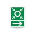 Rotulo de ruta de evacuacion  - Punto de reunion flecha derecha| Cod. EV-880 Señalización Seguridad Industrial