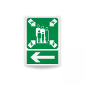 Rotulo de ruta de evacuacion  - Punto de reunio nlado izquierdo| Cod. EV-882 Señalización Seguridad Industrial