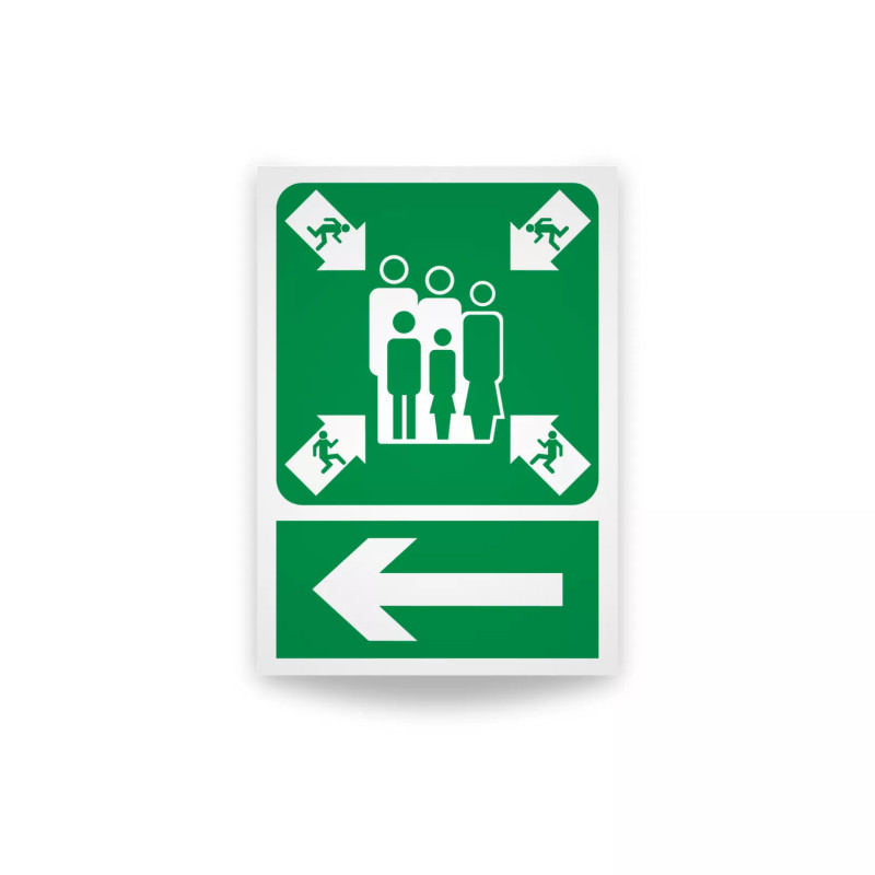 Rotulo de ruta de evacuacion  - Punto de reunio nlado izquierdo| Cod. EV-882 Señalización Seguridad Industrial