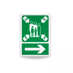 Rotulo de ruta de evacuacion - Punto de reunion flecha lado derecha|Cod. EV-883 Señalización Seguridad Industrial