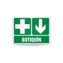 Rotulo de ruta de evacuacion - Botiquin flecha abajo| Cod. EV.884.  Señalización Seguridad Industrial