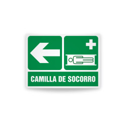 Rotulo de ruta de evacuacion - Camilla de socorro flecha izquierda|Cod.EV-891 Señalización Seguridad Industrial