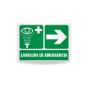 Rotulo de ruta de evacuacion  - Lavaojos flecha derecha| Cod.EV-897 Señalización Seguridad Industrial