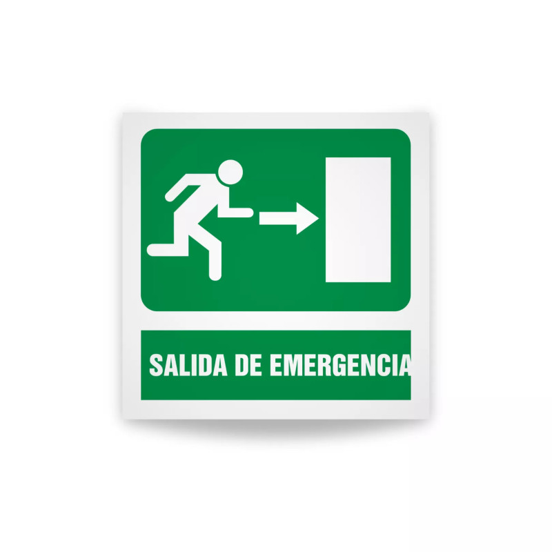 Rotulo de ruta de evacuacion - Salida de emergencia derecho| Cod. EV-911 Señalización Seguridad Industrial
