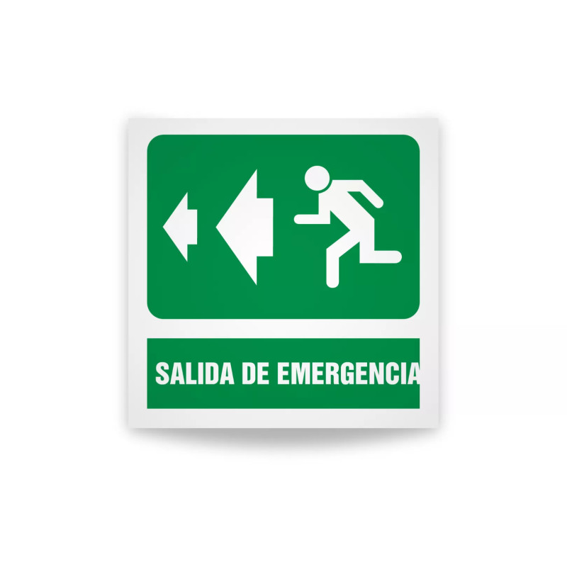 Rotulo de ruta de evacuacion  - Salida de emergencia flechas izquierdas| Cod. EV-914 Señalización Seguridad Industrial