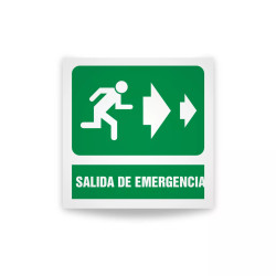 Rotulo de ruta de evacuacion  - Salida de emergencia flechas derechas| Cod. EV-915 Señalización Seguridad Industrial