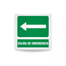 Rotulo de ruta de evacuacion  - Salida de emergencia Flecha izquierda| Cod. EV-918 Señalización Seguridad Industrial