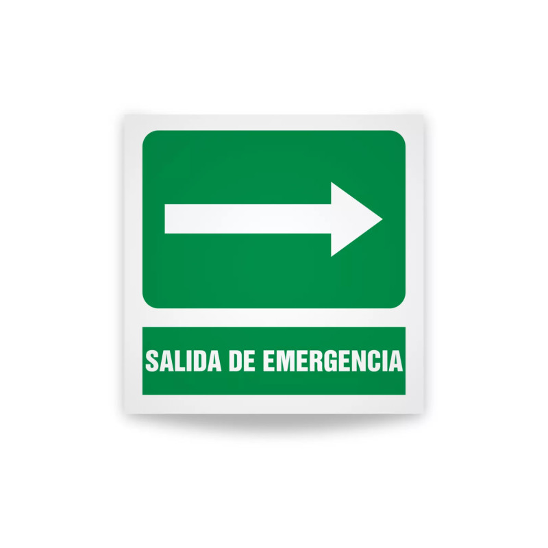 Rotulo de ruta de evacuacion - Salida de emergencia flecha derecha | Cod. EV-919. Señalización Seguridad Industrial