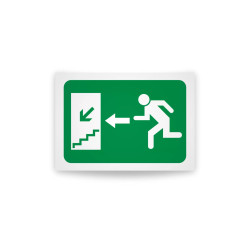Rotulo de ruta de evacuacion  - Escaleras para abajo lado izquierdo| Cod. EV-924 Señalización Seguridad Industrial