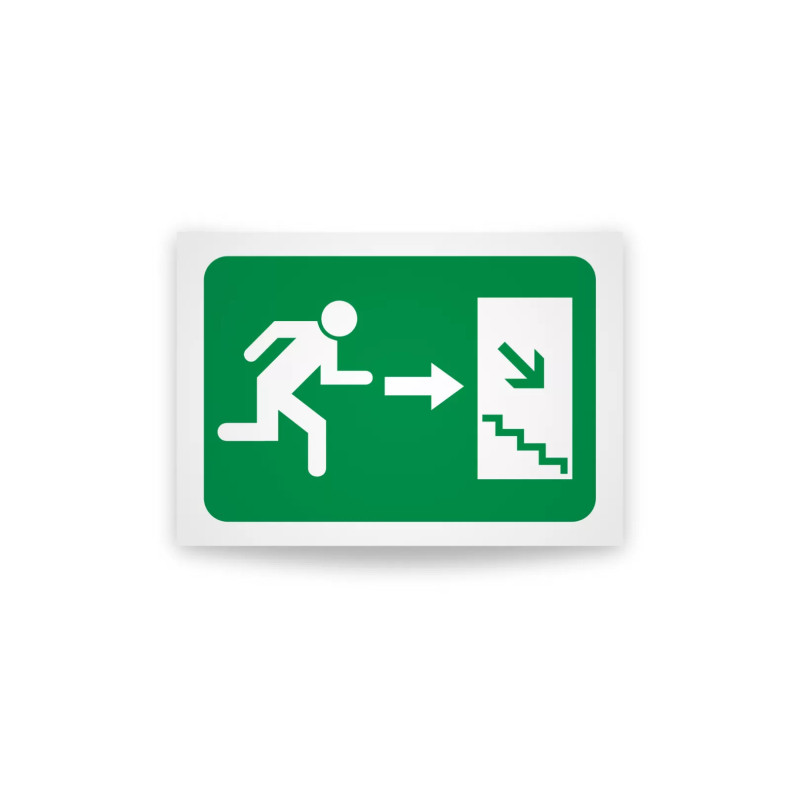 Rotulo de ruta de evacuacion  - Escaleras para abjo lado derecho | Cod. EV-925 Señalización Seguridad Industrial