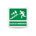 Rotulo de ruta de evacuacion  - Salida de emergencia  lado izquierdo para abajo| Cod. EV-934 Señalización Seguridad Industrial