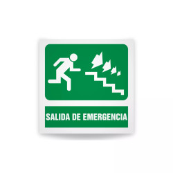 Rotulo de ruta de evacuacion - Salida flechas derecha para descenso | Cod. EV-935 Señalización Seguridad Industrial