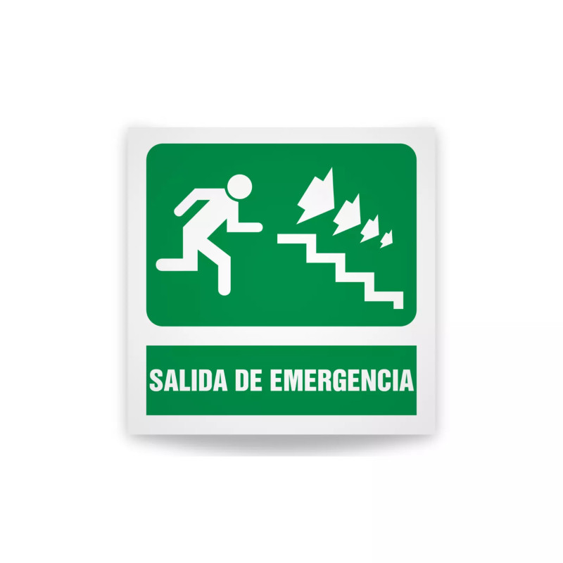 Rotulo de ruta de evacuacion - Salida flechas derecha para descenso | Cod. EV-935 Señalización Seguridad Industrial