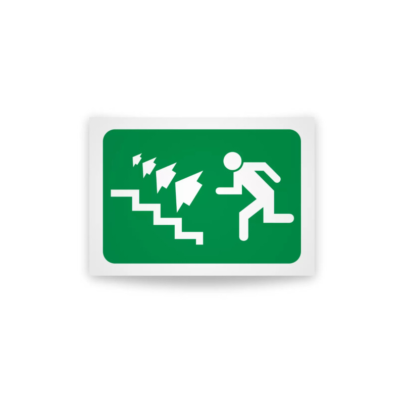 Rotulo de ruta de evacuacion  -  Escaleras derecho para arriba| Cod. EV-936 Señalización Seguridad Industrial