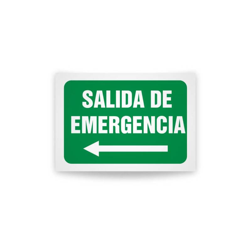 Rotulo de ruta de evacuacion - Salida de emergencia flecha izquierda|Cod. EV-942 Señalización Seguridad Industrial