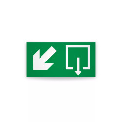 Rotulo de ruta de evacuacion  - Salida de emergencia flecha abajo lado izquierdo| Cod. EV-949  Señalización Seguridad Industrial