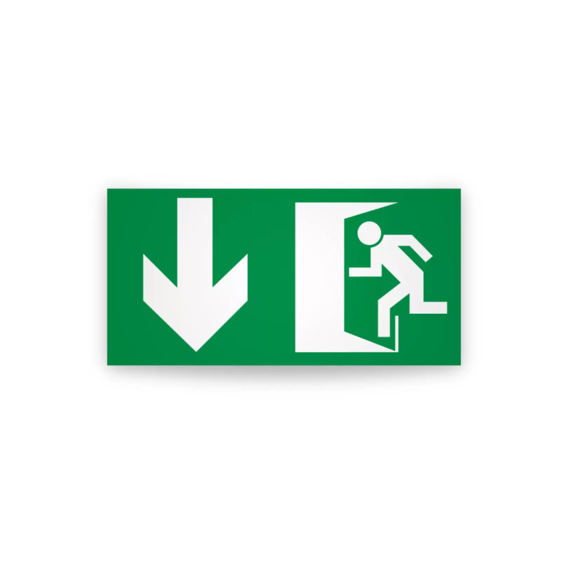 Rotulo de ruta de evacuacion  - Salida flecha abajo| Cod. EV-975 Señalización Seguridad Industrial