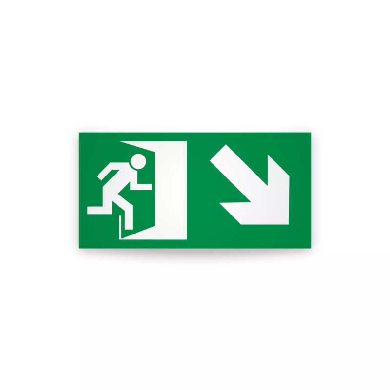 Rotulo de ruta de evacuacion  - Salida flecha abajo lado derecho | Cod. EV-979  Señalización Seguridad Industrial