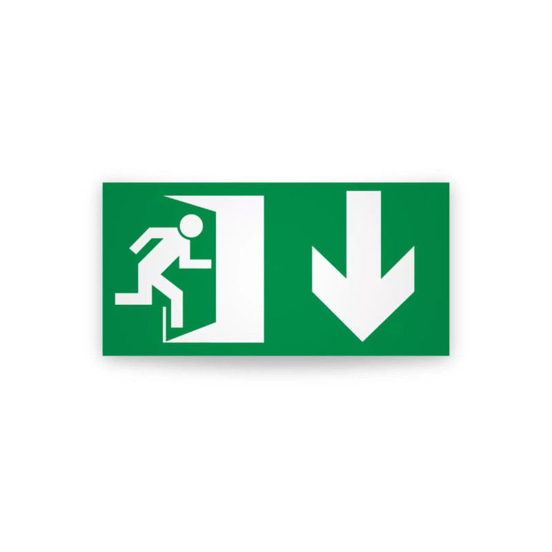 Rotulo de ruta de evacuacion - Salida flecha para abajo|Cod. EV-980  Señalización Seguridad Industrial