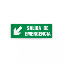 Rotulo de ruta de evacuacion - Salida Emergencia  Flecha Abajo lado Izquierda| Cod. EV-984 Señalización Seguridad Industrial