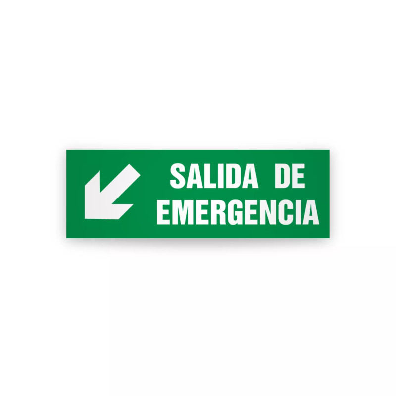 Rotulo de ruta de evacuacion - Salida Emergencia  Flecha Abajo lado Izquierda| Cod. EV-984 Señalización Seguridad Industrial
