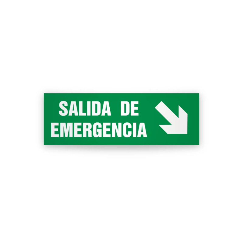 Rotulo de ruta de evacuacion  - Salida de emergencia Flecha Abajo Derecha| Cod. EV-989