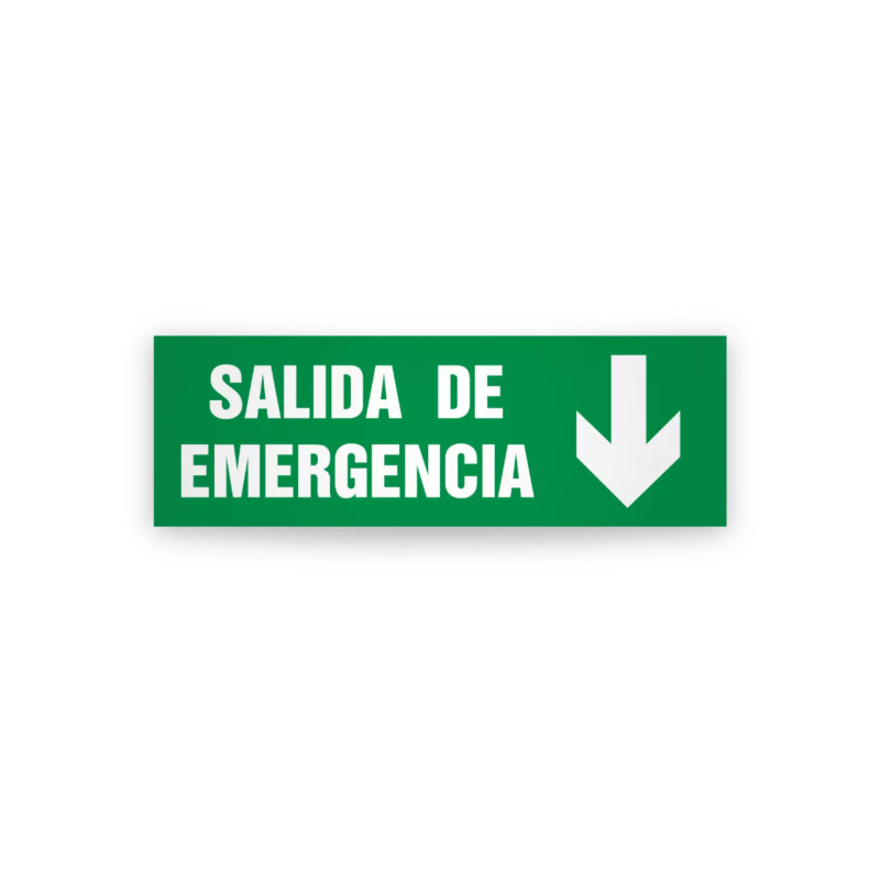Rotulo de ruta de evacuación  - Salida de emergencia Flecha Abajo| Cod. EV-990