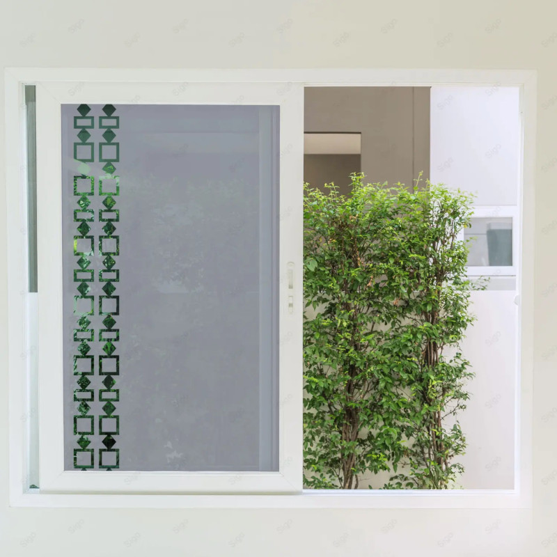 ▶︎ Sandblast Decorativo para Ventana - Figuras Horizontales Cuadradas