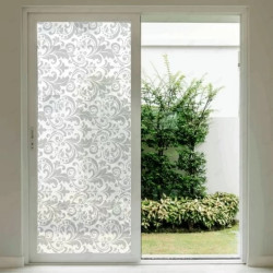 ▶︎ Sandblast Decorativo Impreso para Ventana - Patrón Damasco Gris