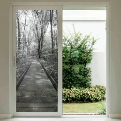 Sandblast impreso aplicado en vidrio con decoración personalizada.