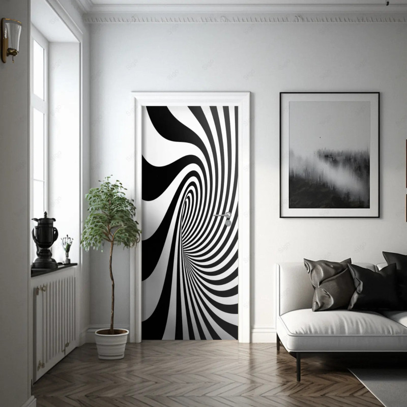 Vinil impreso aplicado en madera con decoración personalizada.
