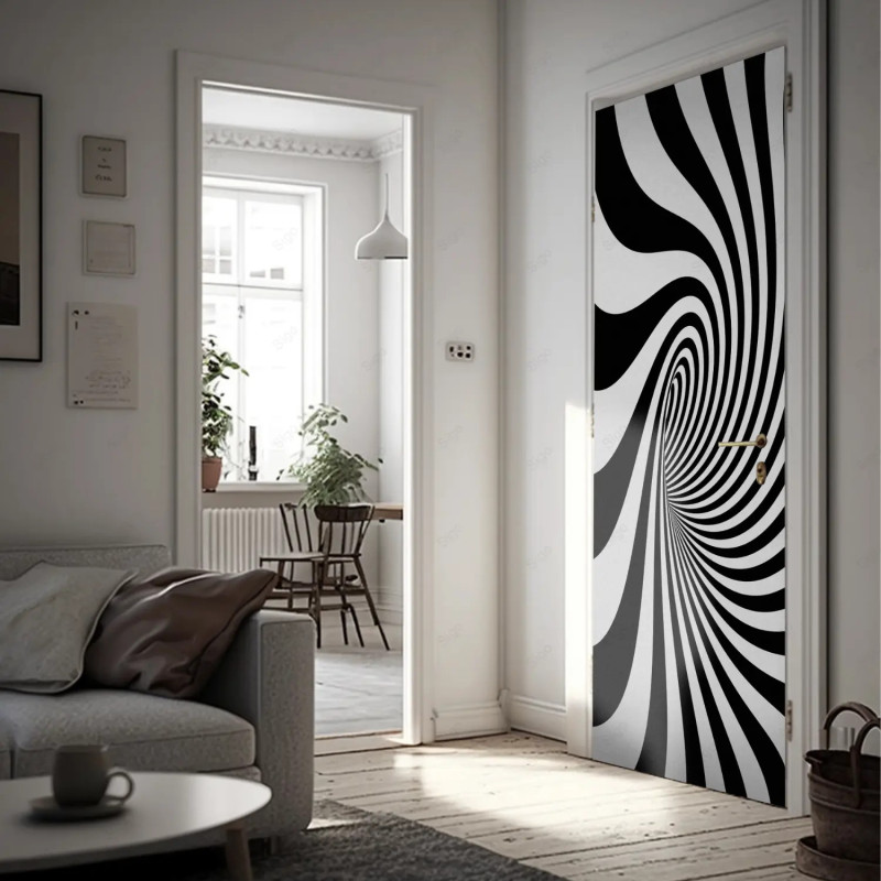 Vinil impreso aplicado en madera con decoración personalizada.
