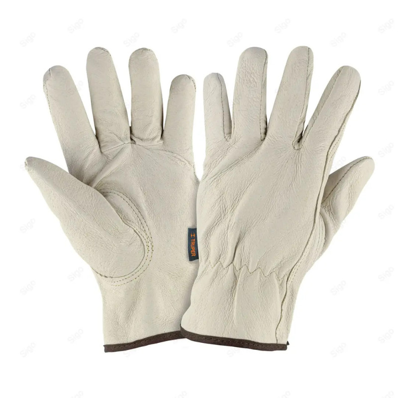 Guantes de Piel de Cerdo con Puño Elástico, Tipo Operador, Truper, Protección de Manos