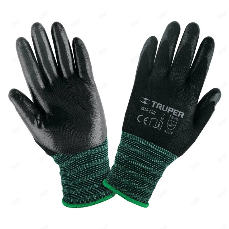 Guantes de Nylon Recubiertos de Nitrilo, M, Truper, Protección de Manos