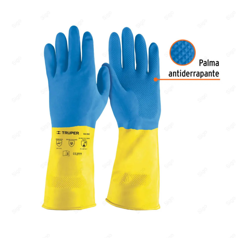 Guantes de Látex Reforzados para Limpieza, M, Protección de Manos