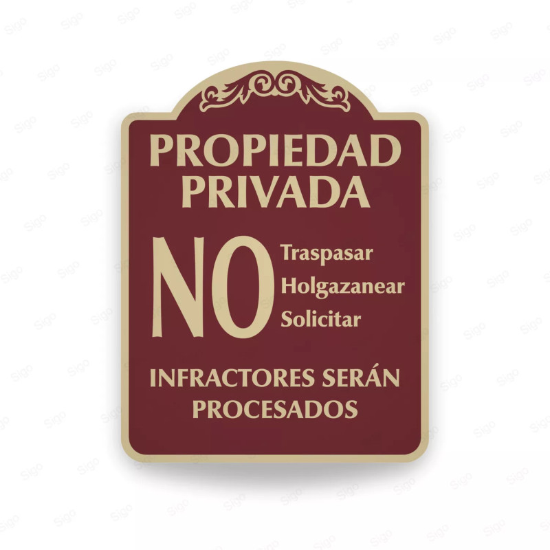 ‣ Rótulo Vial Residencial: Propiedad Privada... | SIGO
