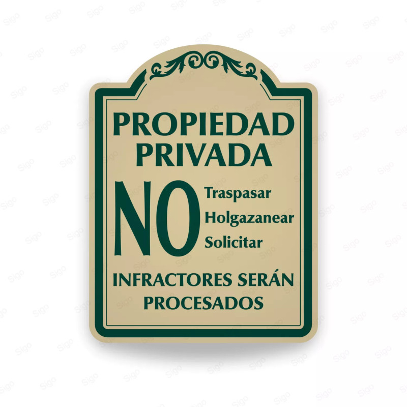 ‣ Rótulo Vial Residencial: Propiedad Privada... | SIGO