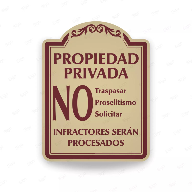‣ Rótulo Vial Residen... No Traspasar | SIGO
