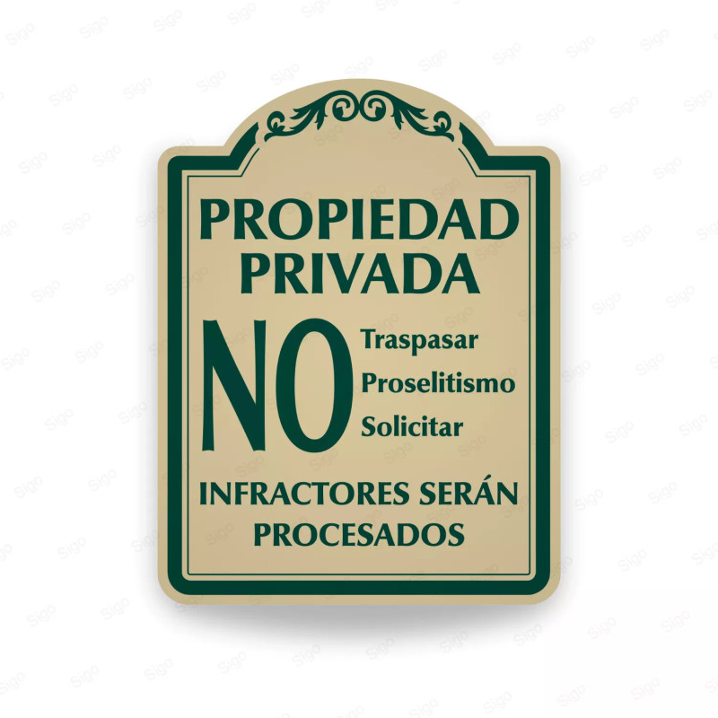 ‣ Rótulo Vial Residen... No Traspasar | SIGO