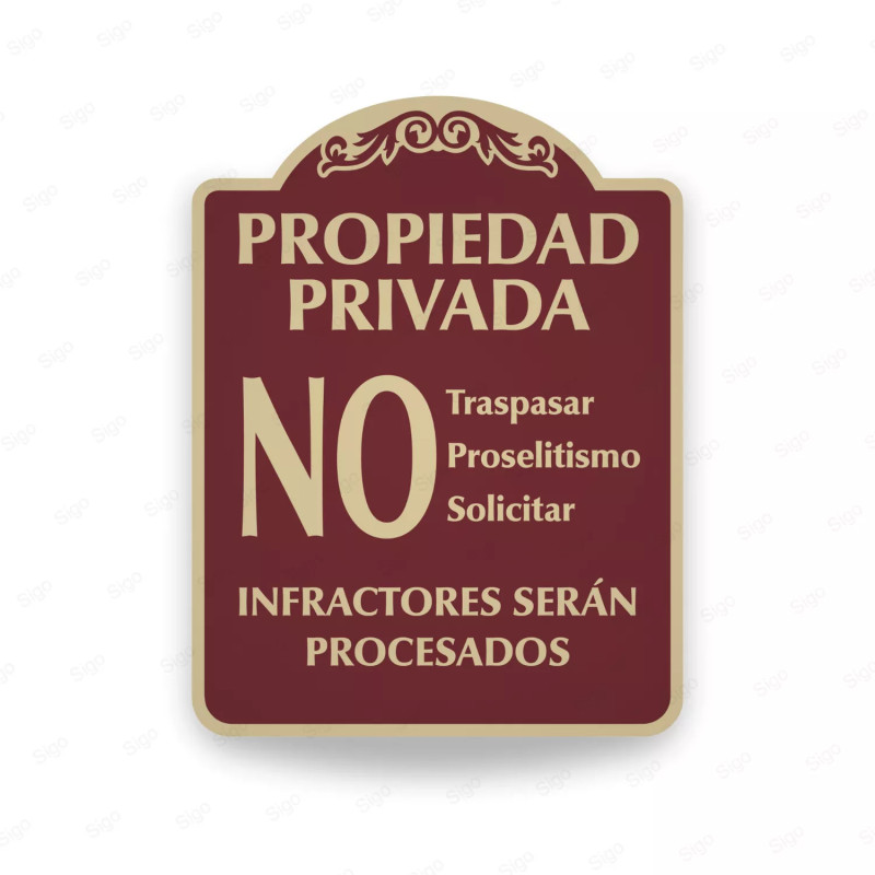 ‣ Rótulo Vial Residen... No Traspasar | SIGO
