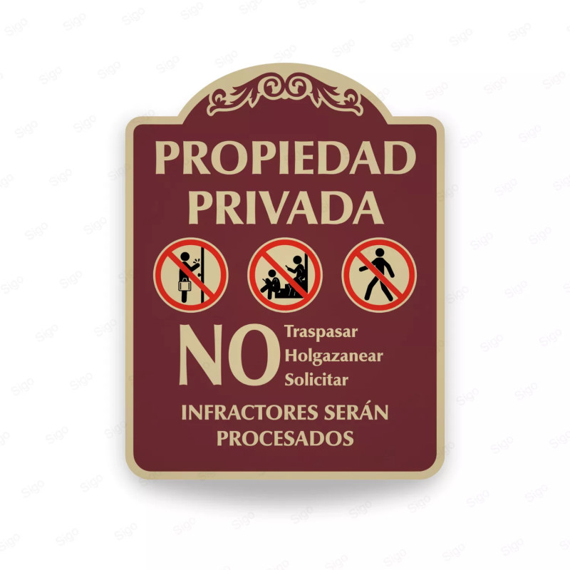 ‣ Rótulo Vial Residencial: Propiedad Privada... | SIGO