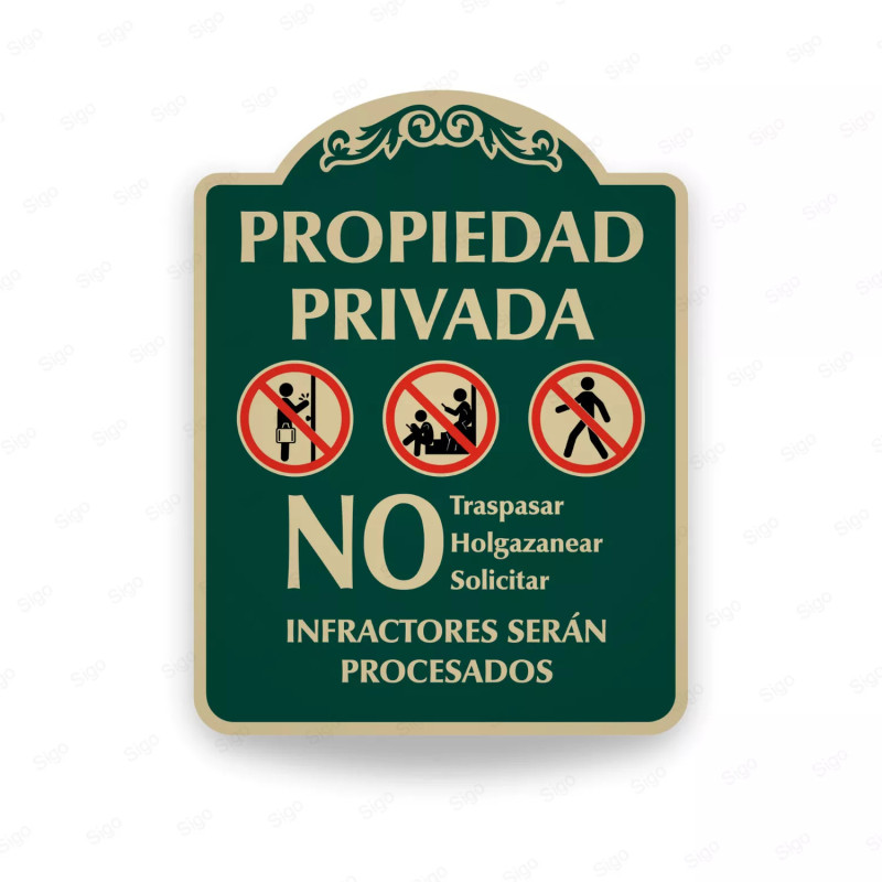 ‣ Rótulo Vial Residencial: Propiedad Privada... | SIGO