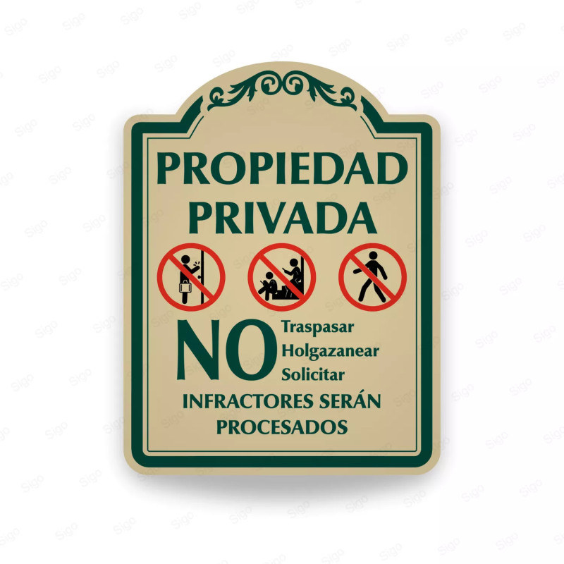 ‣ Rótulo Vial Residencial: Propiedad Privada... | SIGO