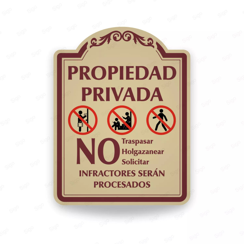 ‣ Rótulo Vial Residencial: Propiedad Privada... | SIGO