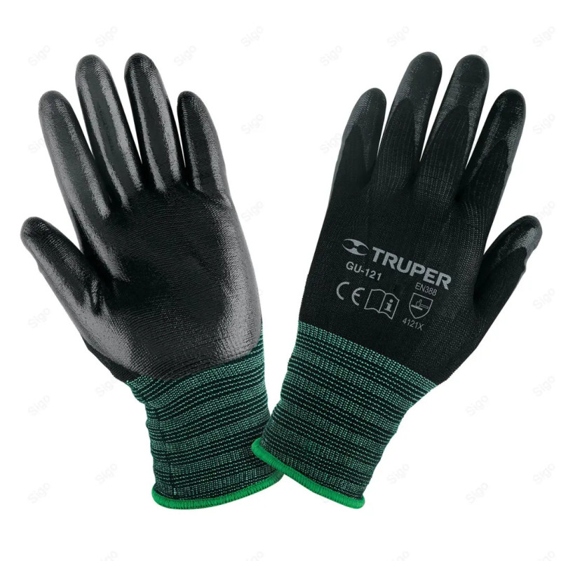Guantes de Nylon Recubiertos de Nitrilo, S, Protección de Manos