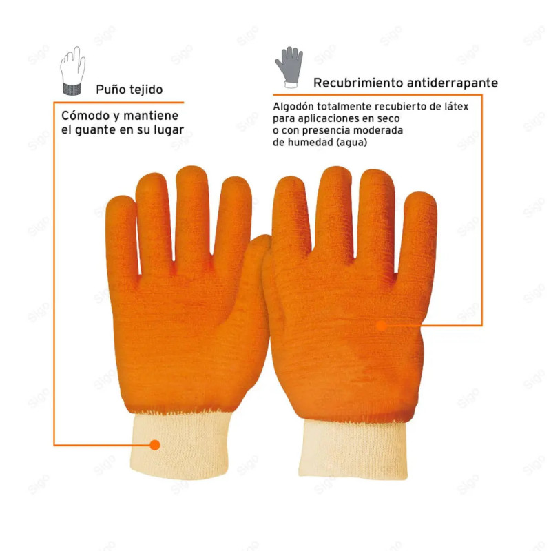 Guantes de Algodón Recubiertos de Látex, Unitalla, Protección de Manos