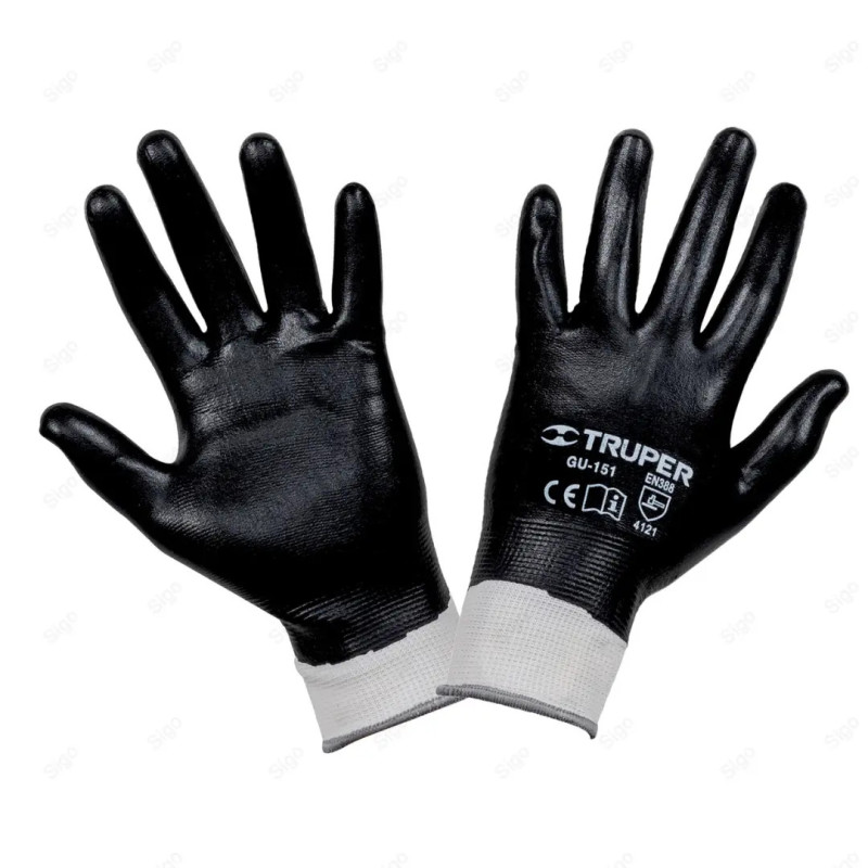 Guantes de Poliéster con Recubrimiento de Nitrilo, S, Protección de Manos