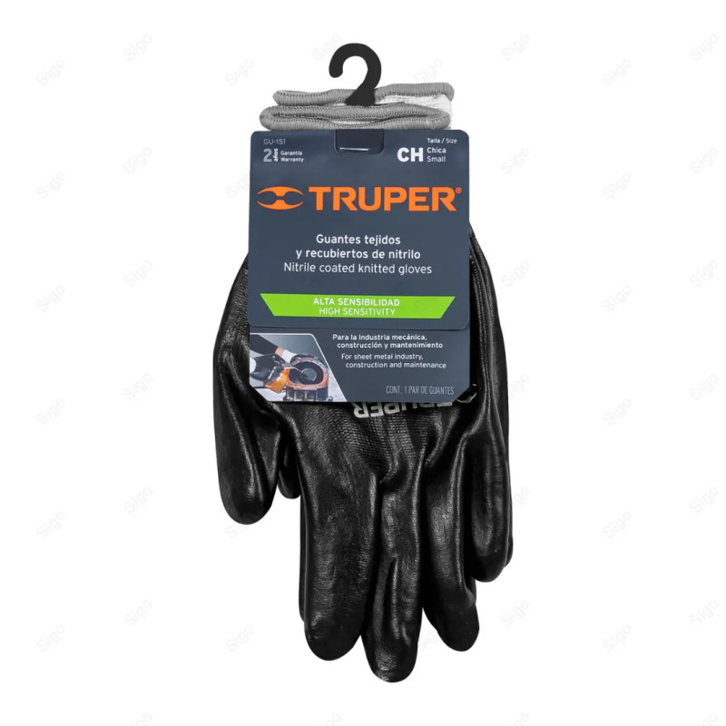 Guantes de Poliéster con Recubrimiento de Nitrilo, S, Protección de Manos