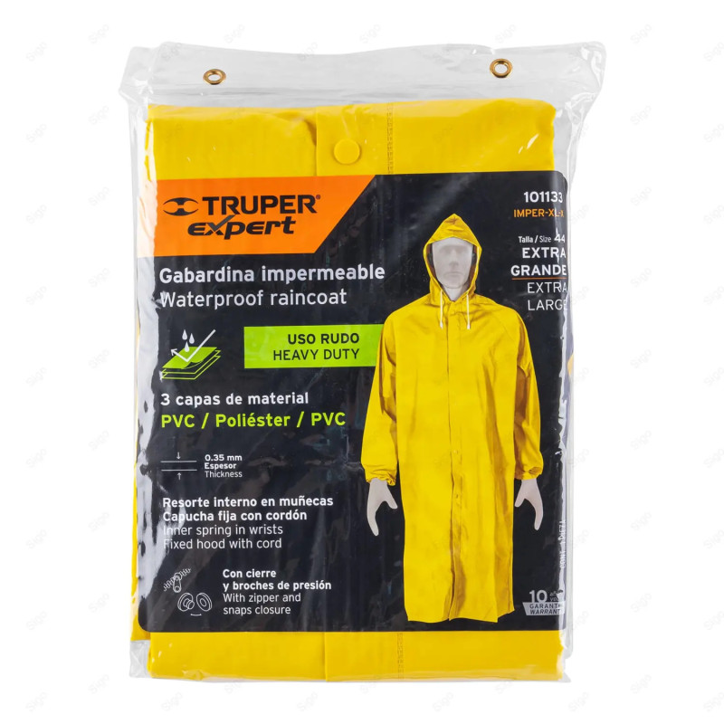 Gabardina Impermeable Triple Capa, 0.35 mm, S, Ropa Impermeable