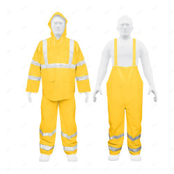 Conjunto Impermeable Doble Capa con Reflejante, Amarillo, M, PVC, Ropa Impermeable